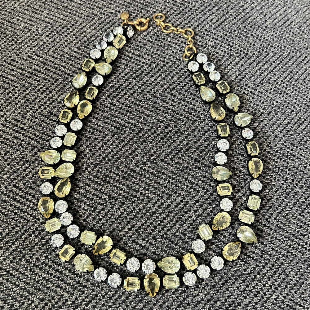 J Crew yellow and clear crystal necklace. New!